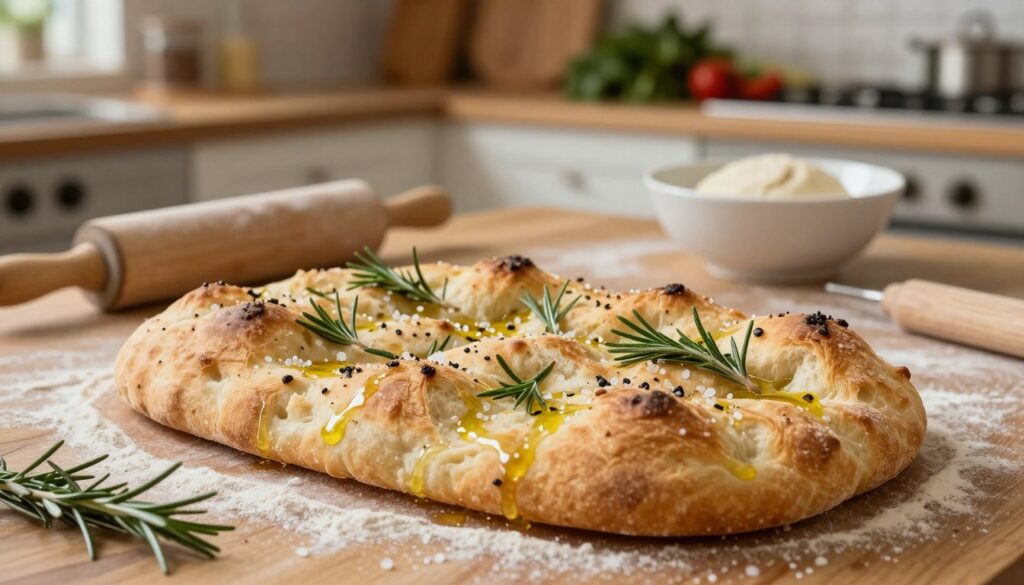 focaccia - tradycyjny włoski chleb focaccia - tradycyjny włoski chleb
