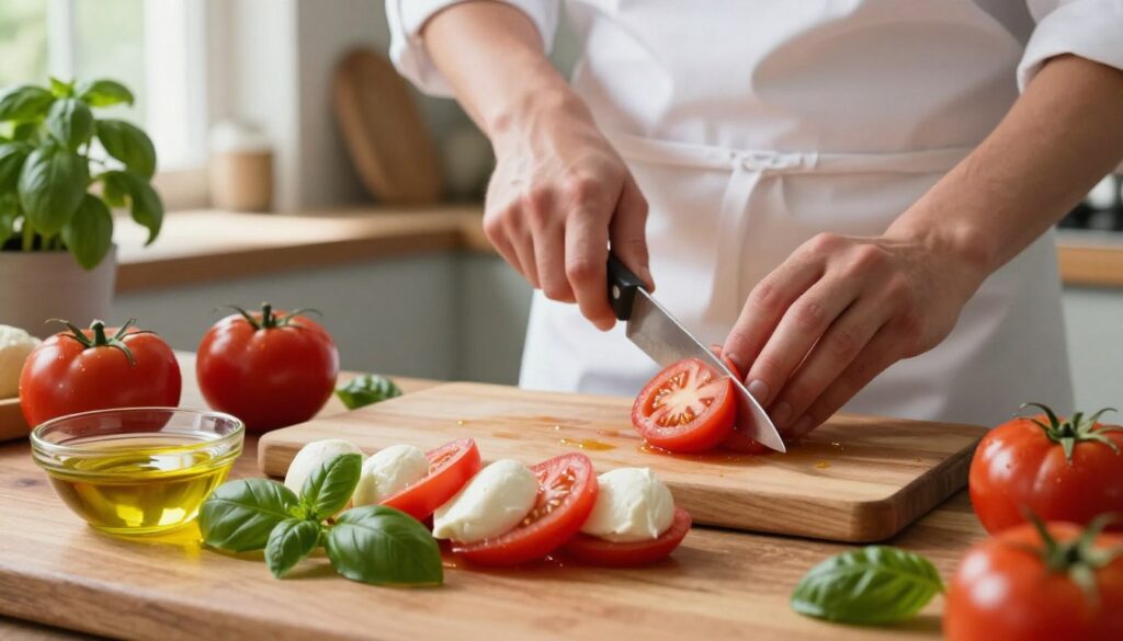 przygotowanie sałatki caprese